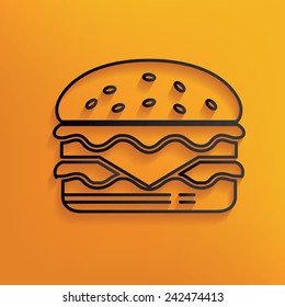 Hamburger design on yellow background,clean vector