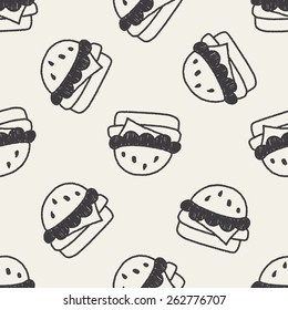 hamburger doodle drawing seamless pattern background