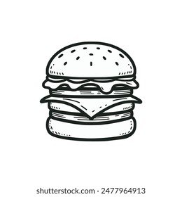 hamburger doodle hand drawn food meal snack vector illustration template design