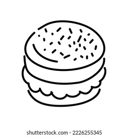 Hamburger doodle icon. Hand drawn black sketch. Vector Illustration.