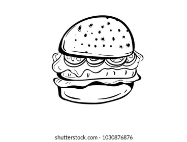 hamburger doodle icon vector icon