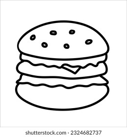 Gráfico vectorial del doodle de Hamburger aislado en fondo blanco