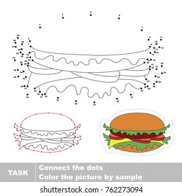 Hamburger. Dot to dot educational game for kids.