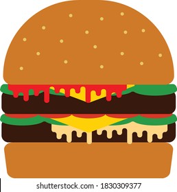Hamburger double beef vector flat illustration