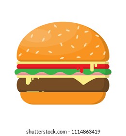 Hamburger double cheese with beef, salad tomato and ham.