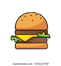 Hamburger in drawing style isolated vector. Hand drawn object illustration for your presentation, teaching materials or others.