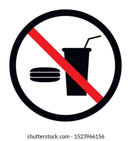 Hamburger and drink black sign with a red stripe on a white background, vector