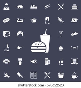 Hamburger and drink Fast food icon . restaurant set of icons