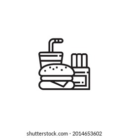 Hamburger and drink icon vector flat design