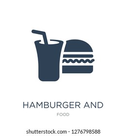 hamburger and drink icon vector on white background, hamburger and drink trendy filled icons from Food collection, hamburger and drink vector illustration