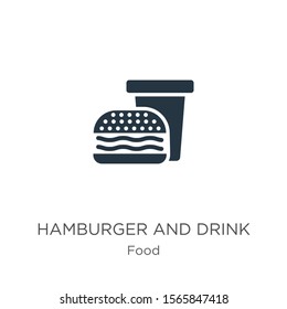 Hamburger and drink icon vector. Trendy flat hamburger and drink icon from food collection isolated on white background. Vector illustration can be used for web and mobile graphic design, logo, eps10