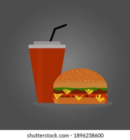 Hamburger mit Getränk. Vektorgrafik