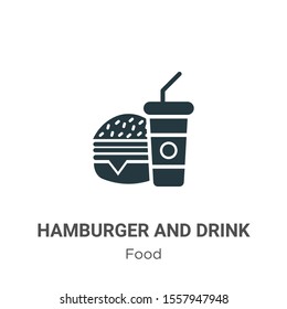 Hamburger and drink vector icon on white background. Flat vector hamburger and drink icon symbol sign from modern food collection for mobile concept and web apps design.