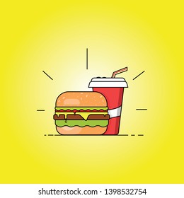 Hamburger and Drink. Vector illustration