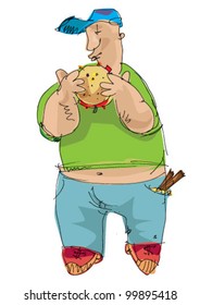 hamburger eater - joke - cartoon