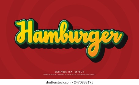 hamburger editable 3d text effect template bold typography and abstract style drinks logo and brand