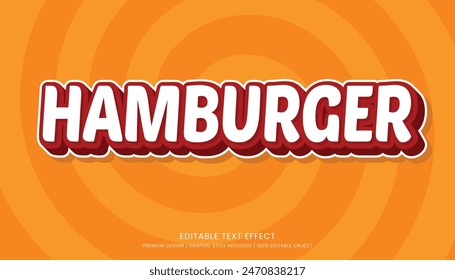 hamburger editable 3d text effect template bold typography and abstract style drinks logo and brand