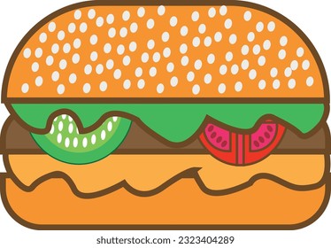 hamburger element bun cutlet salad cucumber tomato transparent invisible background