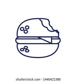 hamburger fast food with bite isolated icon