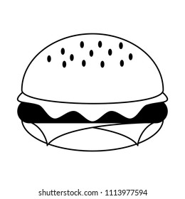 Hamburger fast food in black and white