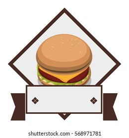 hamburger fast food button icon image vector illustration design 