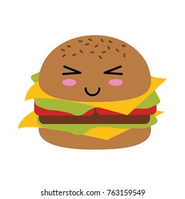 Hamburger fast food cute kawaii cartoon