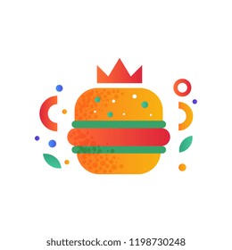 Hamburger, fast food dish vector Illustration on a white background