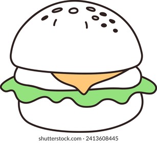 Hamburger Fast Food Doodle Vector Ilustración