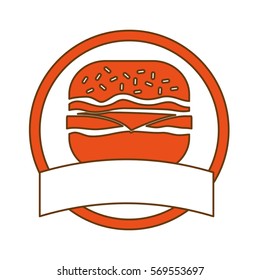 hamburger fast food emblem image vector illustration design