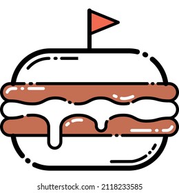 Hamburger Fast Food Flat Icon Isolated On White Background