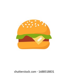 Hamburger. Fast food. Food icon. Flat style vector illustration.