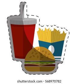 hamburger fast food icon image sticker vector illustration design 