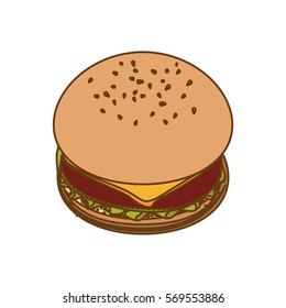 hamburger fast food icon image, vector illustration