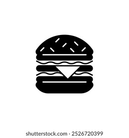 Hambúrguer, ícone do fast food. Sinal editável de linha de restaurante.  Ícone relacionado ao bufê público. Categoria de menu. Ilustração vetorial em estilo de linha fina moderno.