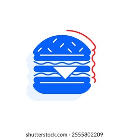 Hamburger, fast food icon. Restaurant line editable sign.  Public catering related icon. Menu category. Vector illustration in modern thin line style.