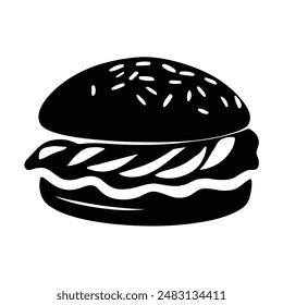 Hamburger fast food icon vector illustration design graphic silhouette black and white