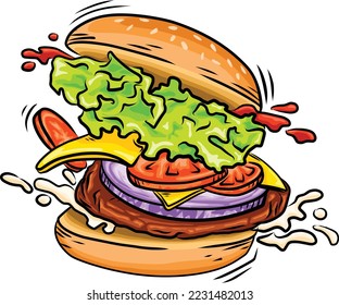 hamburger fast food illustration art image