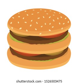 Hamburger. Fast Food. Isolated on white background. Vector illustration. 