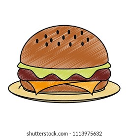 Hamburger fast food scribble