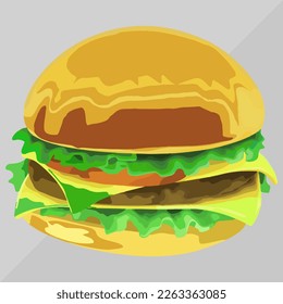 hamburger fast food vector design with meat and drinks