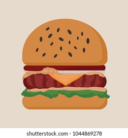 Hamburger fast food. Vector drawing