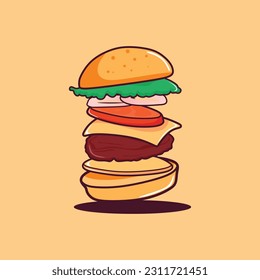 Hamburger Fast Food Vector, Falling Burger Clip Art