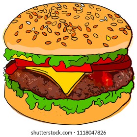 Hamburger fast food vector illustration
