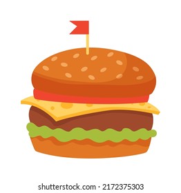 La comida rápida de Hamburguesa. Ilustración del vector