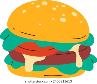 Hamburger Fast Food Vector Illustration