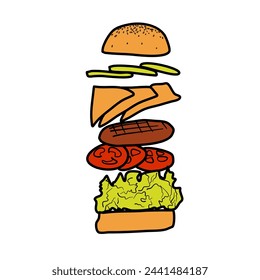 hamburger fast food vector junk food illustration
