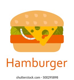 Hamburger. Fastfood and streetfood icon. Vector illustration.