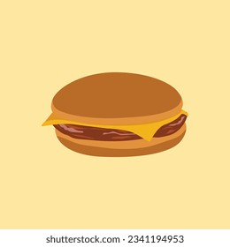 The hamburger filled with cheese and ham is delicious and warm. Fast food menu that is usually provided in restaurants and cafes. A suitable snack to be a casual companion while watching your favorite