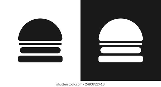Hamburger flat black and white set icon vector