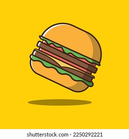 Hamburger flat design, illustration food in thick line style